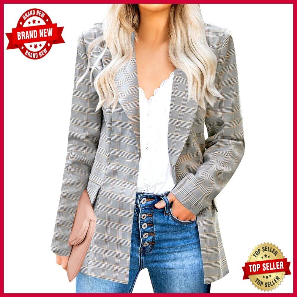 Long Sleeve Lapel Blazer Slim Fit Linen Office Work Jacket
